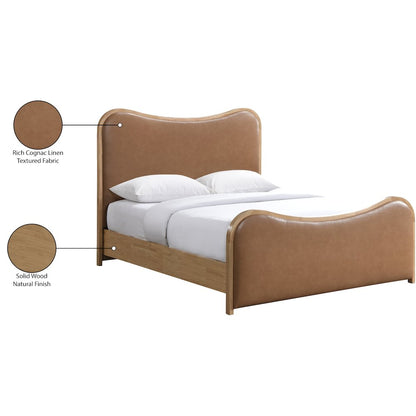 Arvada Cognac Vegan Leather Upholstered King Bed (3 Boxes)