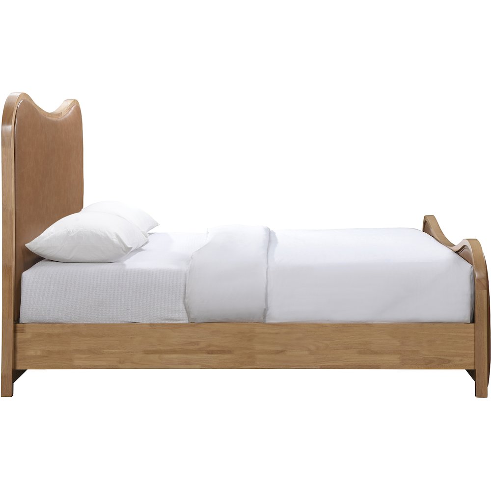 Arvada Cognac Vegan Leather Upholstered King Bed (3 Boxes)