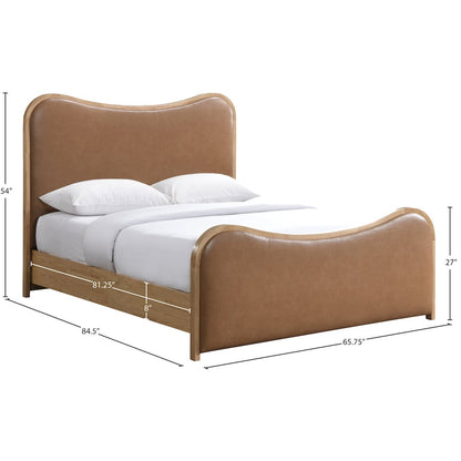 Arvada Cognac Vegan Leather Upholstered Queen Bed (3 Boxes)