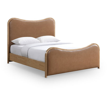 Arvada Cognac Vegan Leather Upholstered Queen Bed (3 Boxes)