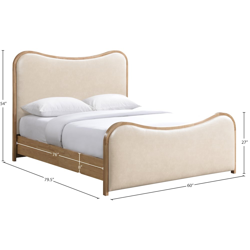 Arvada Cream Vegan Leather Upholstered Full Bed (3 Boxes)