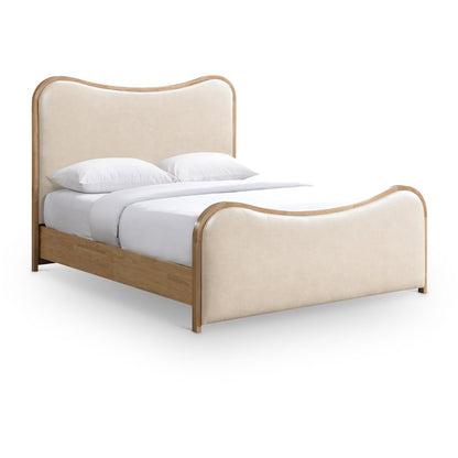 Arvada Cream Vegan Leather Upholstered Queen Bed (3 Boxes)