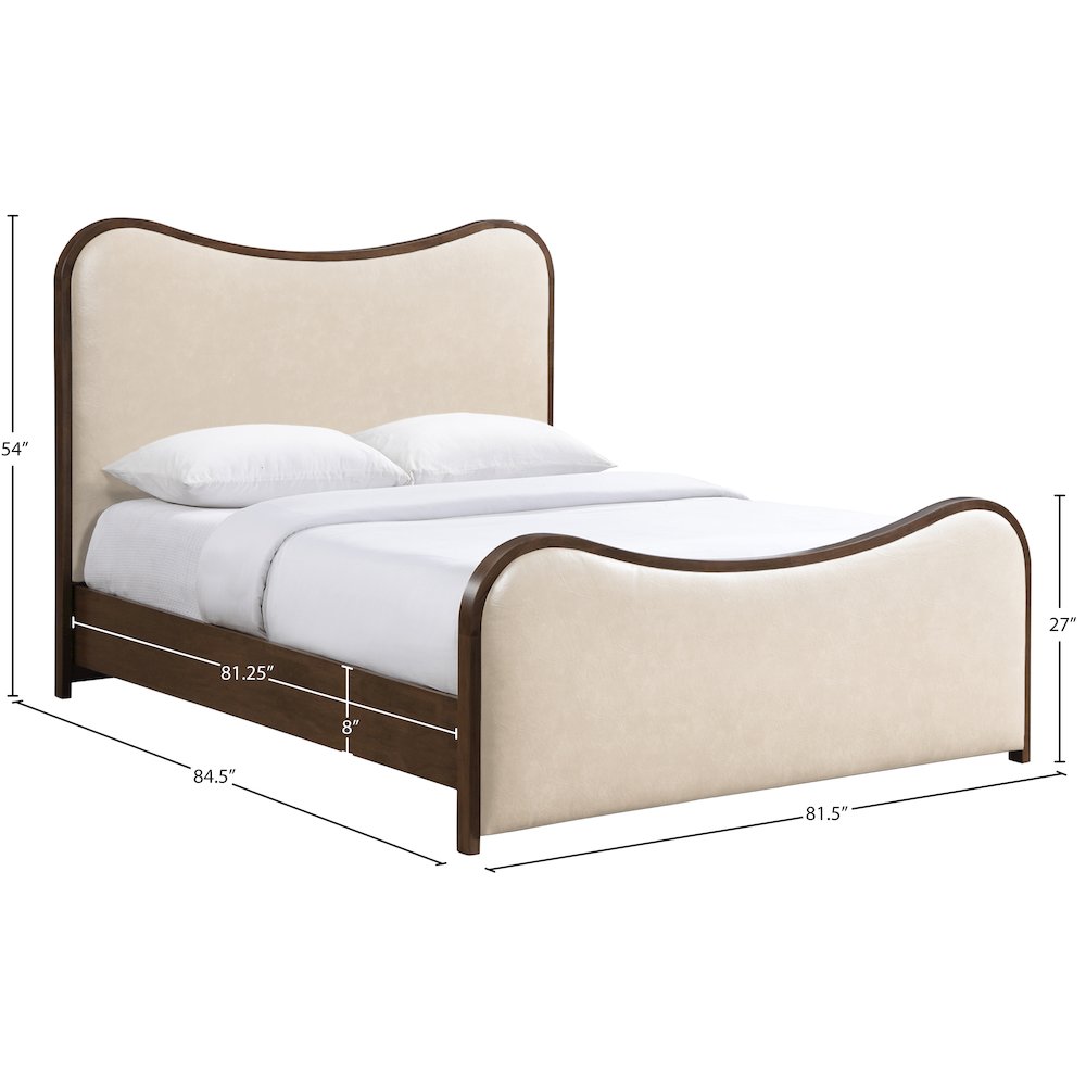 Arvada Cream Vegan Leather Upholstered King Bed (3 Boxes)