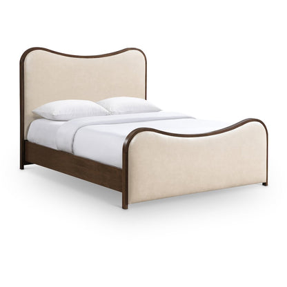 Arvada Cream Vegan Leather Upholstered Queen Bed (3 Boxes)