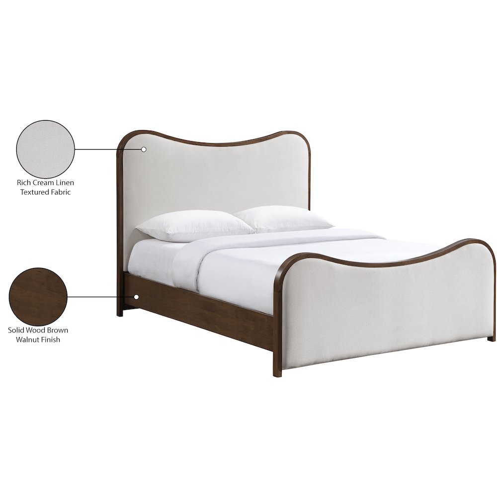 Arvada Beige Linen Textured Fabric Upholstered Full Bed (3 Boxes)