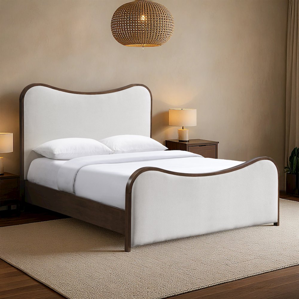 Arvada Beige Linen Textured Fabric Upholstered Full Bed (3 Boxes)
