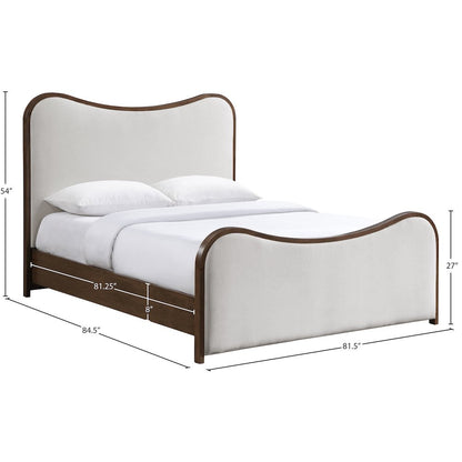 Arvada Beige Linen Textured Fabric Upholstered King Bed (3 Boxes)