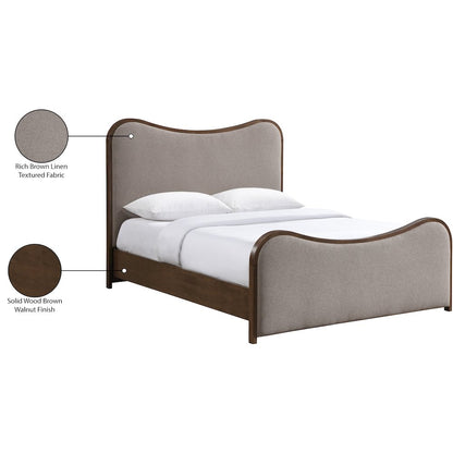 Arvada Brown Linen Textured Fabric Upholstered Full Bed (3 Boxes)