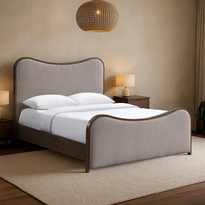Arvada Brown Linen Textured Fabric Upholstered Full Bed (3 Boxes)