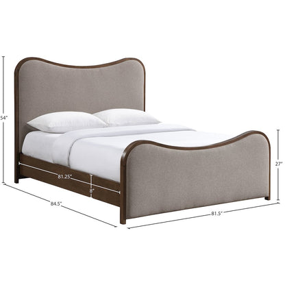 Arvada Brown Linen Textured Fabric Upholstered King Bed (3 Boxes)