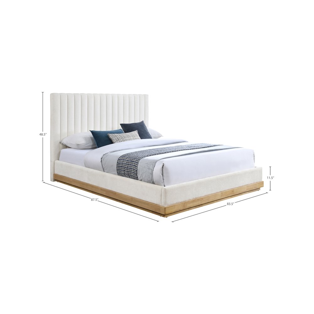 Emmet Cream Chenille Fabric King Bed