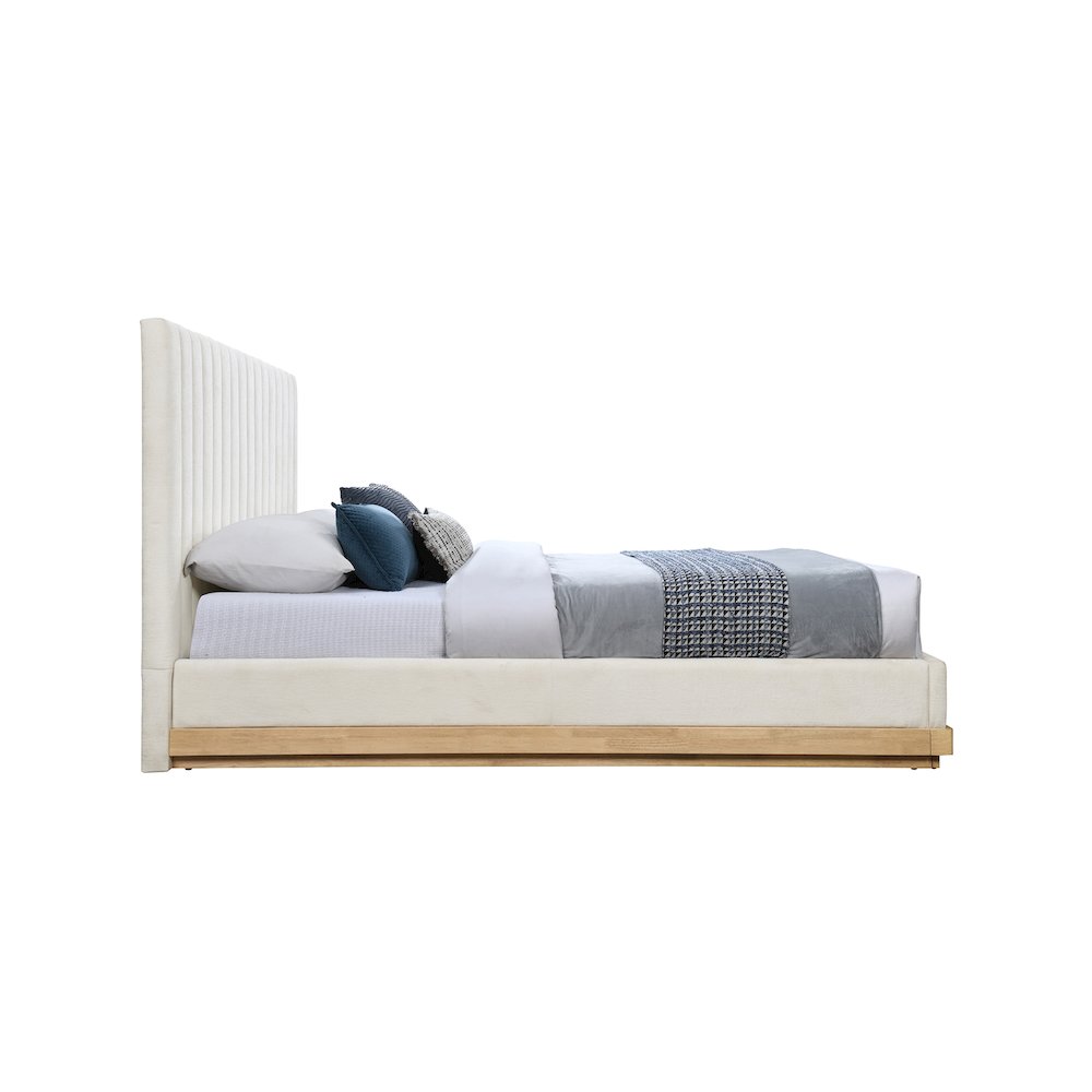 Emmet Cream Chenille Fabric King Bed