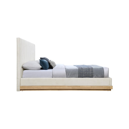 Emmet Cream Chenille Fabric King Bed