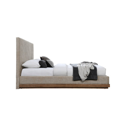 Emmet Beige Chenille Fabric King Bed