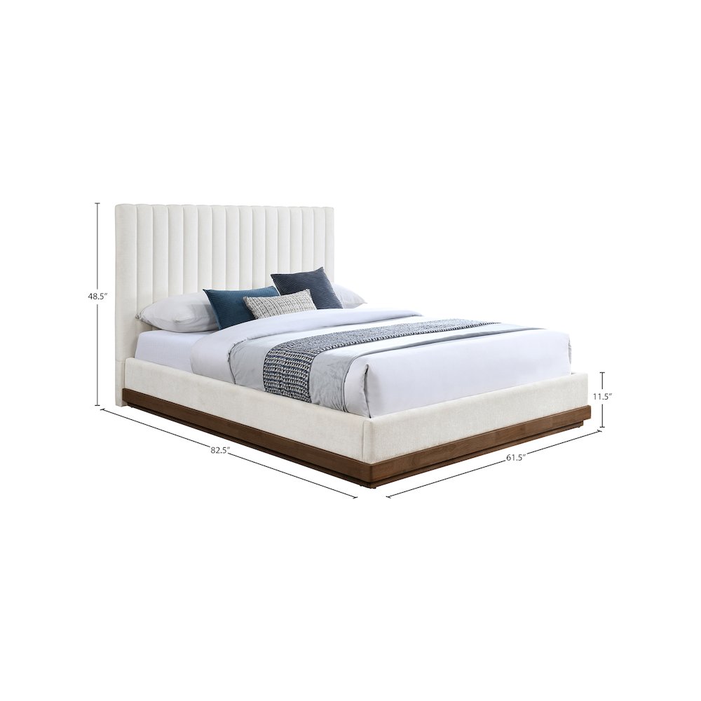 Emmet Cream Chenille Fabric Full Bed