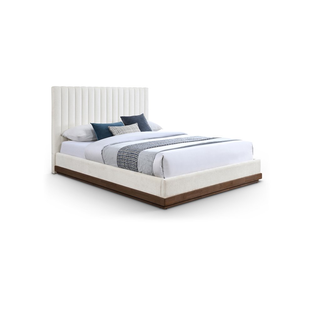 Emmet Cream Chenille Fabric Full Bed