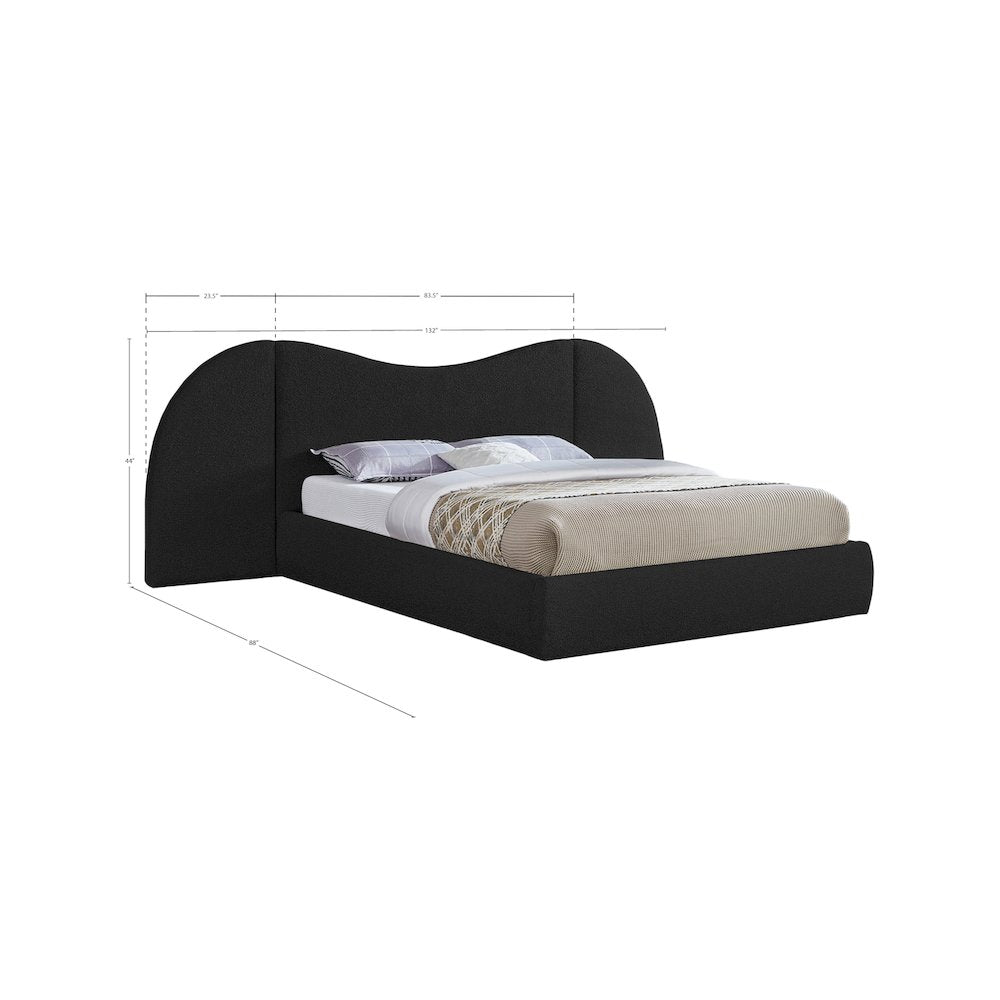 Everest Black Boucle Fabric King Bed