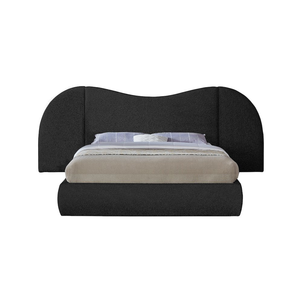 Everest Black Boucle Fabric Queen Bed