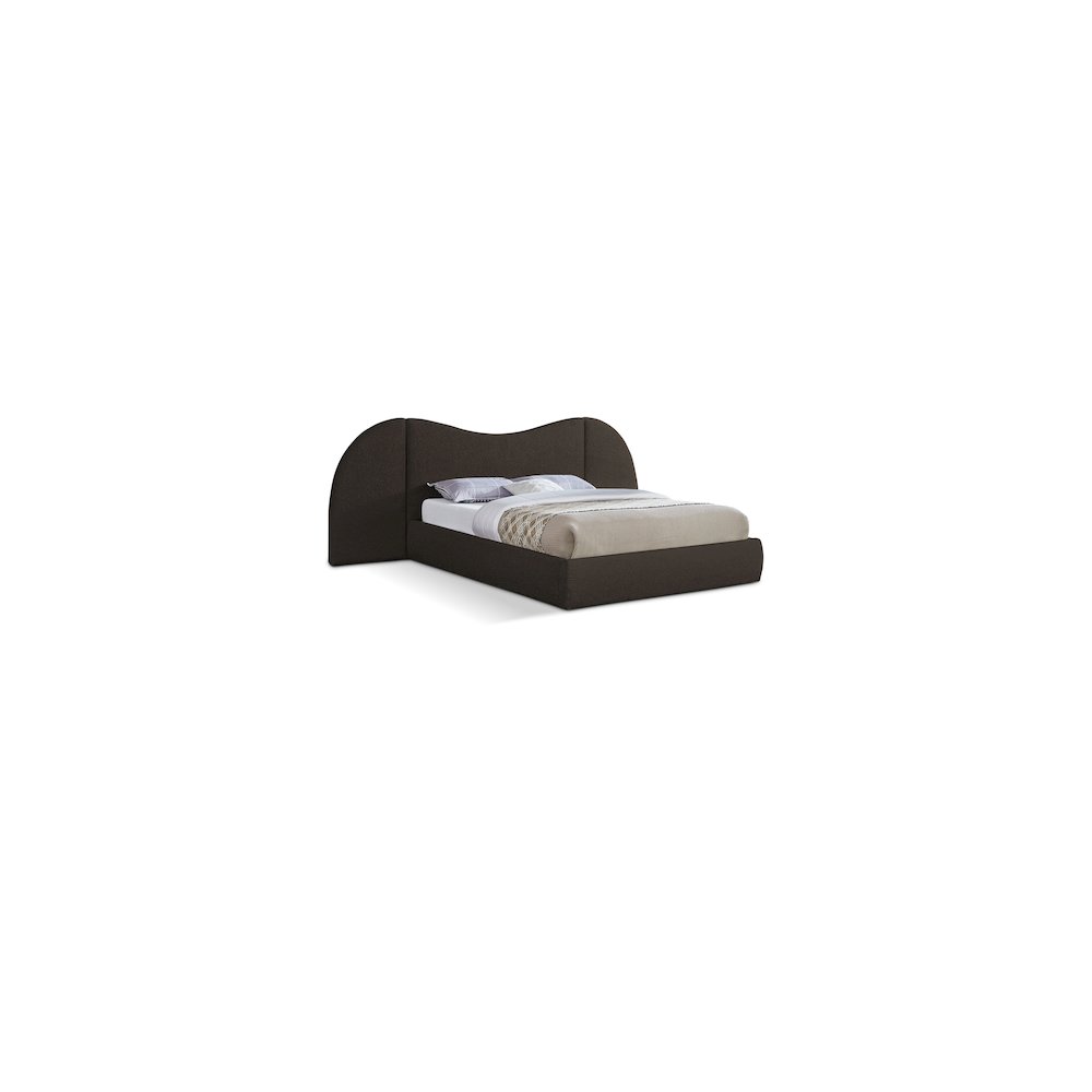 Everest Brown Boucle Fabric King Bed