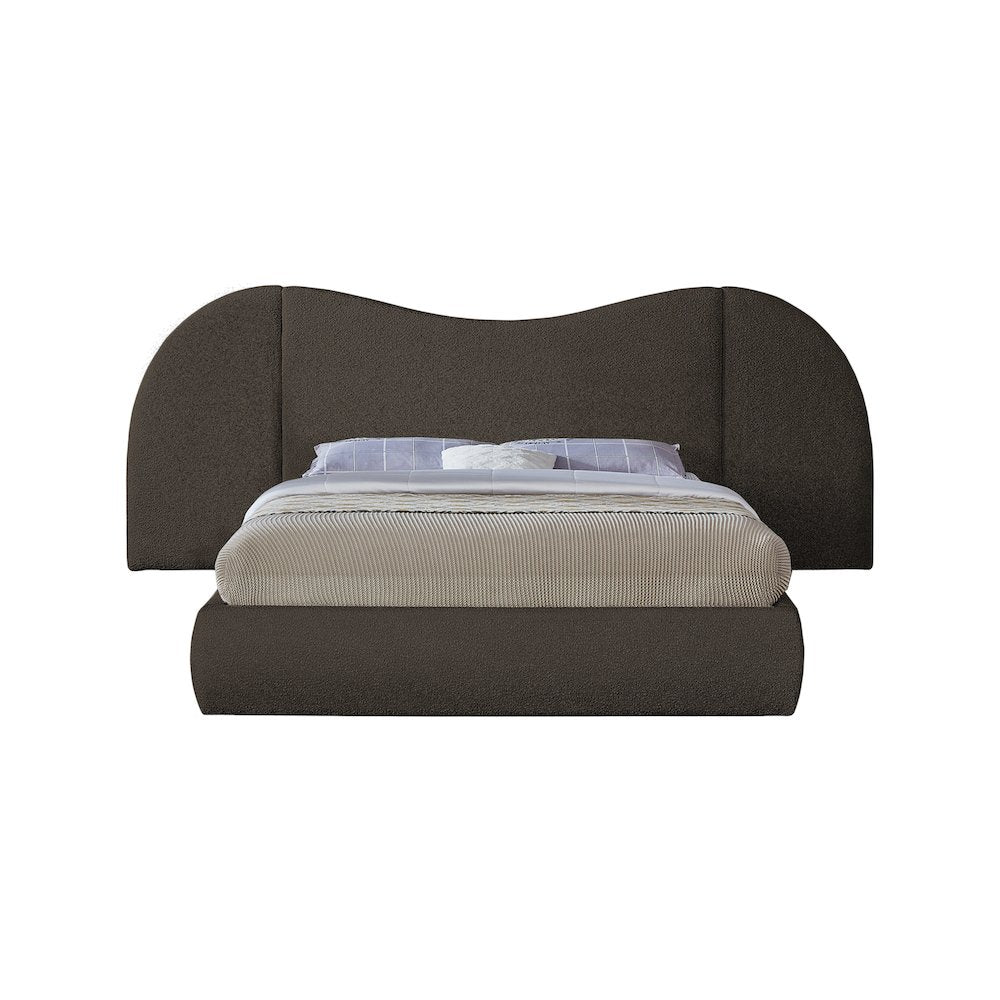 Everest Brown Boucle Fabric King Bed