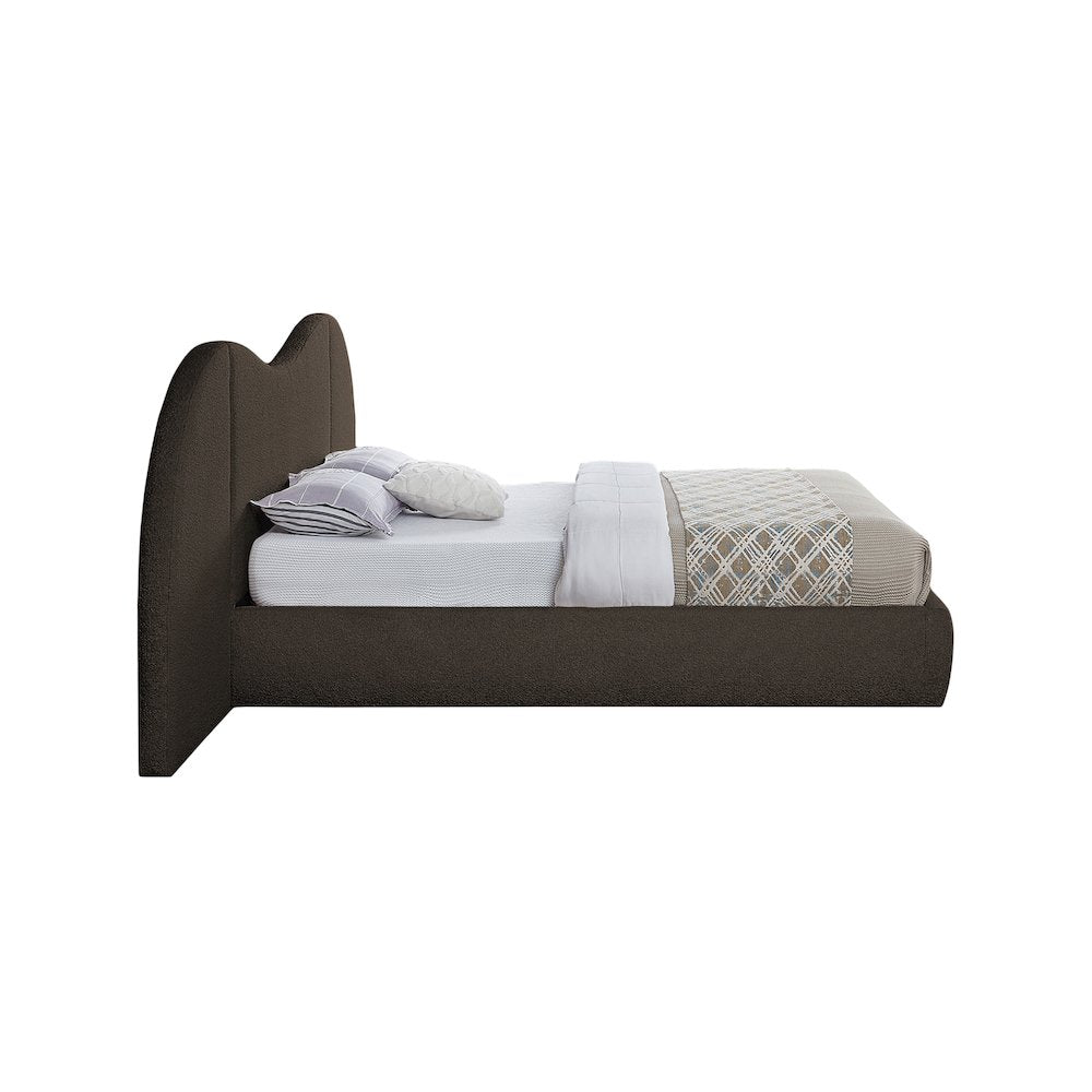Everest Brown Boucle Fabric King Bed