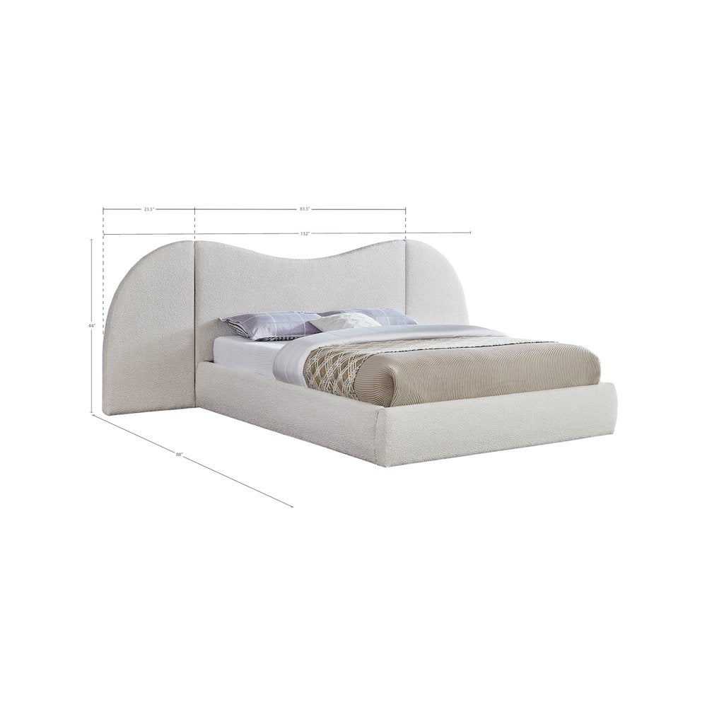 Everest Cream Boucle Fabric King Bed