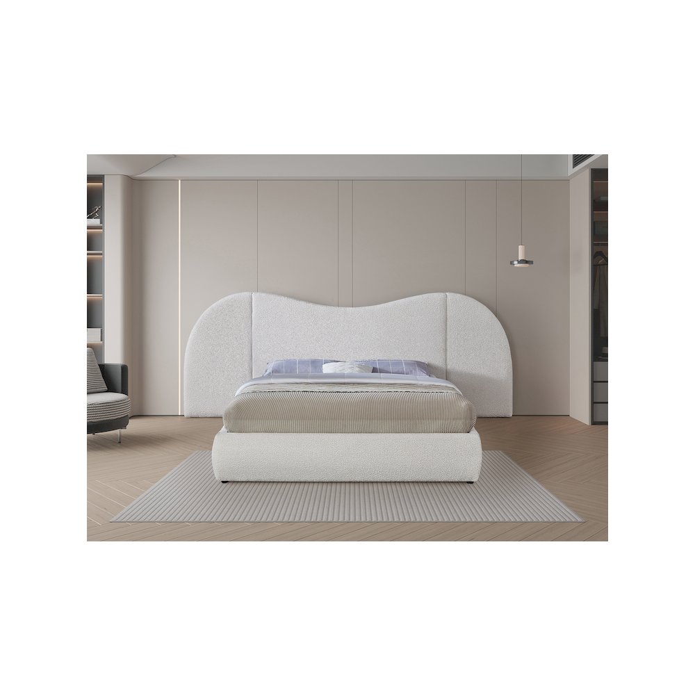 Everest Cream Boucle Fabric King Bed
