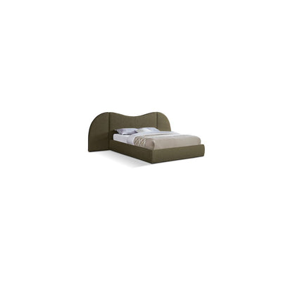 Everest Olive Green Boucle Fabric King Bed