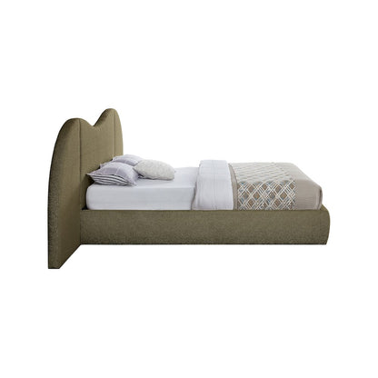 Everest Olive Green Boucle Fabric King Bed