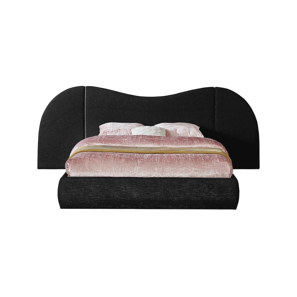 Everest Black Linen Textured Fabric King Bed