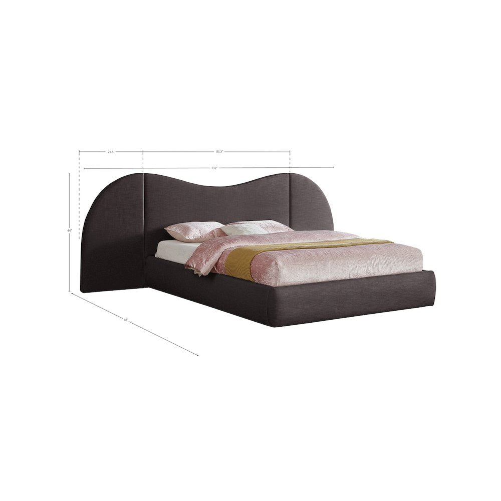 Everest Brown Linen Textured Fabric King Bed