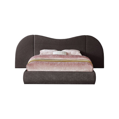Everest Brown Linen Textured Fabric King Bed
