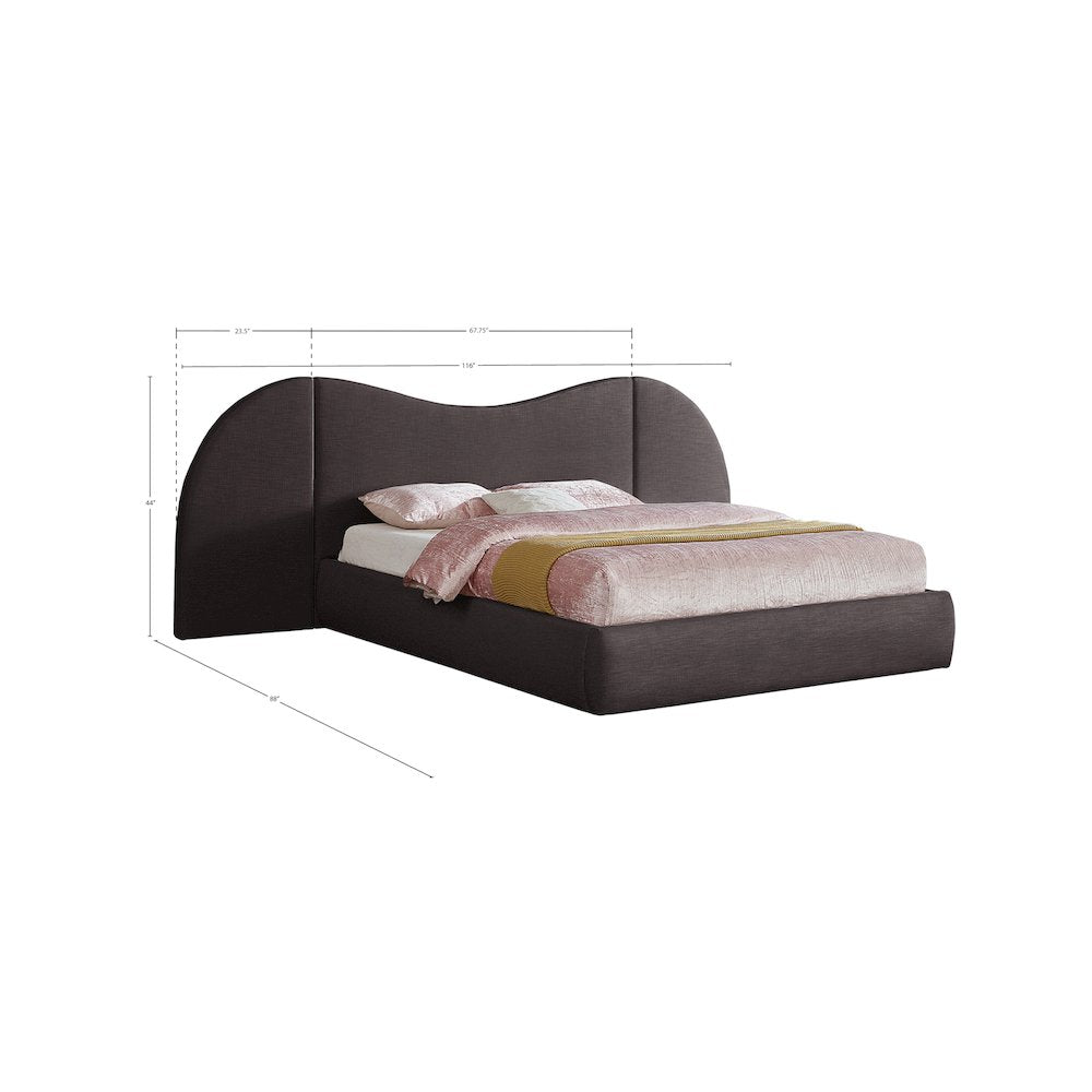 Everest Brown Linen Textured Fabric Queen Bed