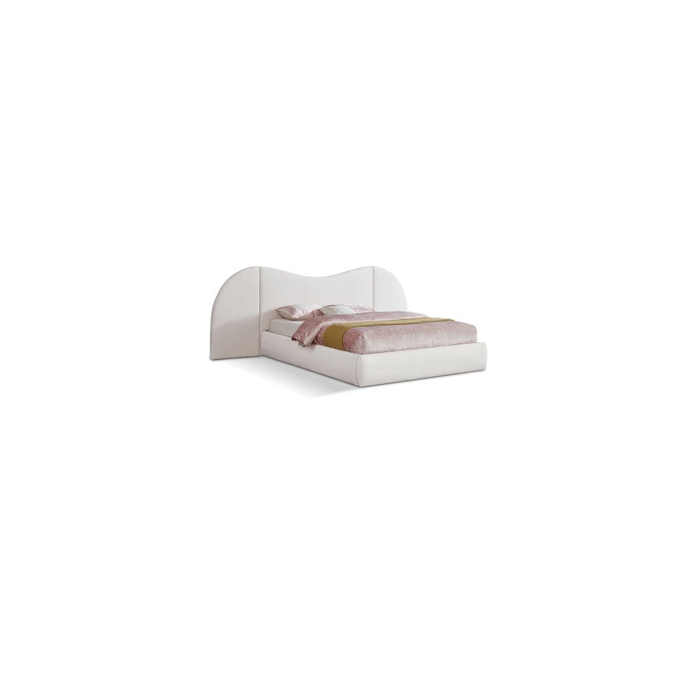 Everest Cream Linen Textured Fabric King Bed