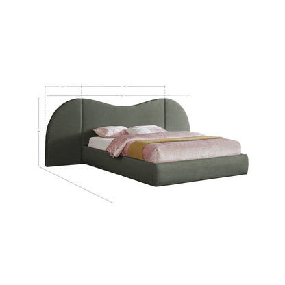 Everest Olive Green Linen Textured Fabric King Bed
