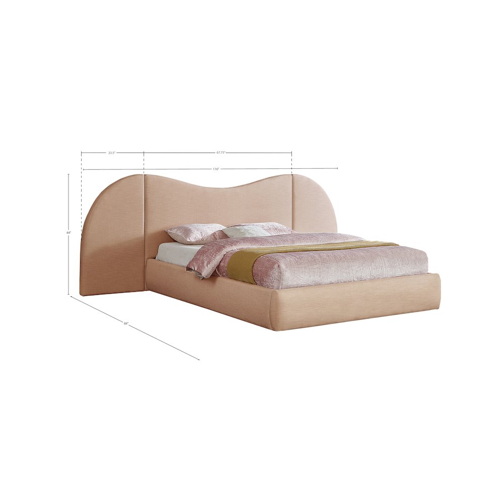 Everest Tan Linen Textured Fabric Queen Bed