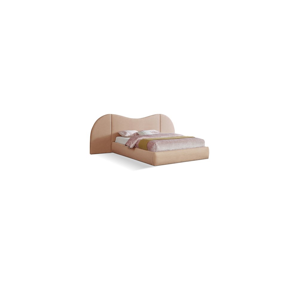 Everest Tan Linen Textured Fabric Queen Bed