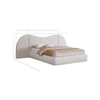 Everest White Linen Textured Fabric Queen Bed