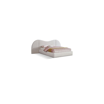 Everest White Linen Textured Fabric Queen Bed