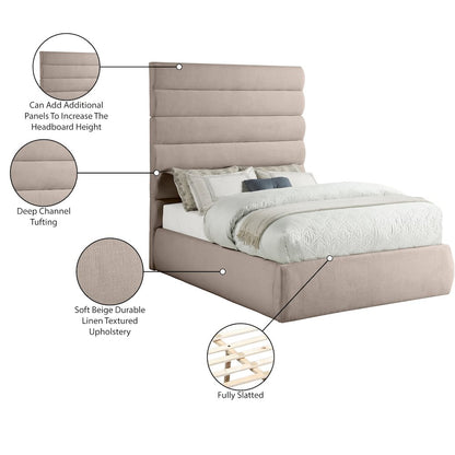 Adam Beige Linen Textured Fabric Full Bed