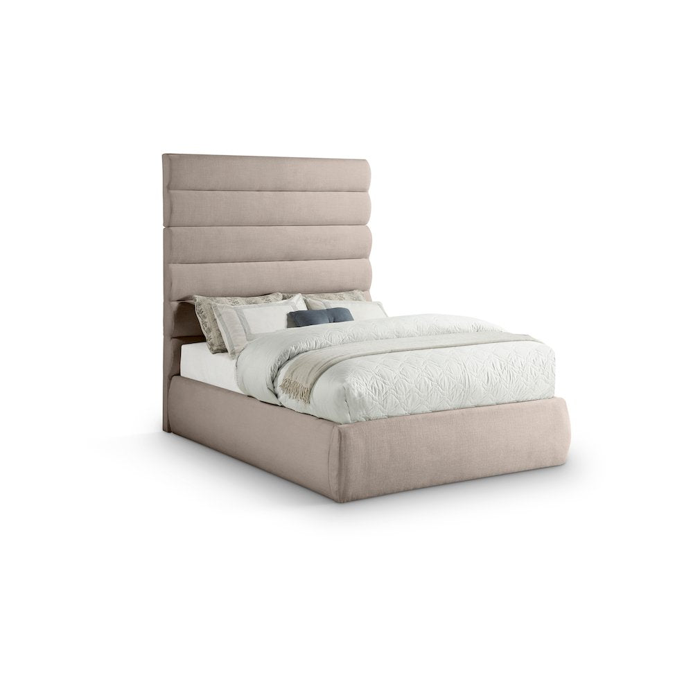 Adam Beige Linen Textured Fabric Full Bed