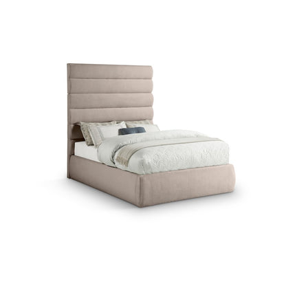 Adam Beige Linen Textured Fabric Full Bed