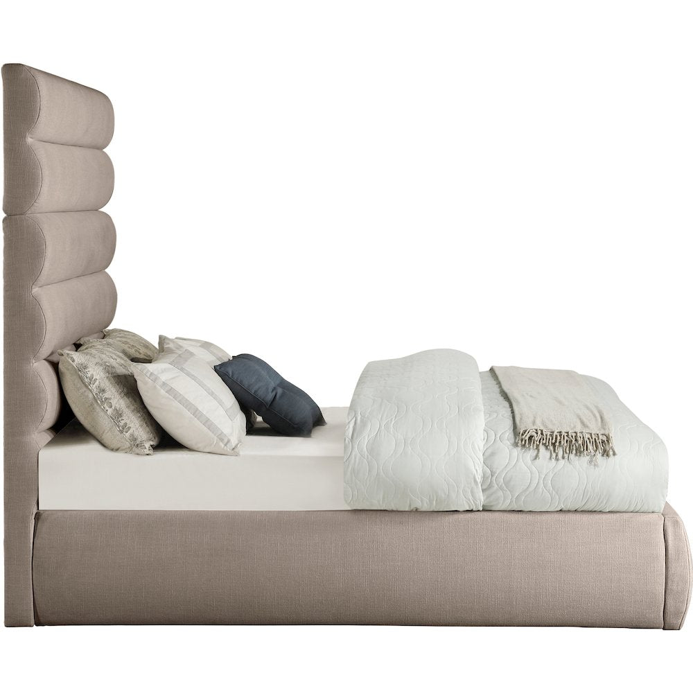 Adam Beige Linen Textured Fabric Full Bed