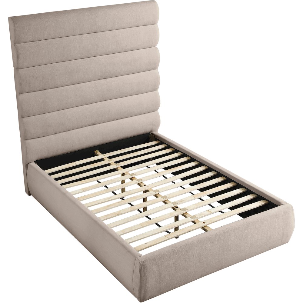 Adam Beige Linen Textured Fabric Full Bed