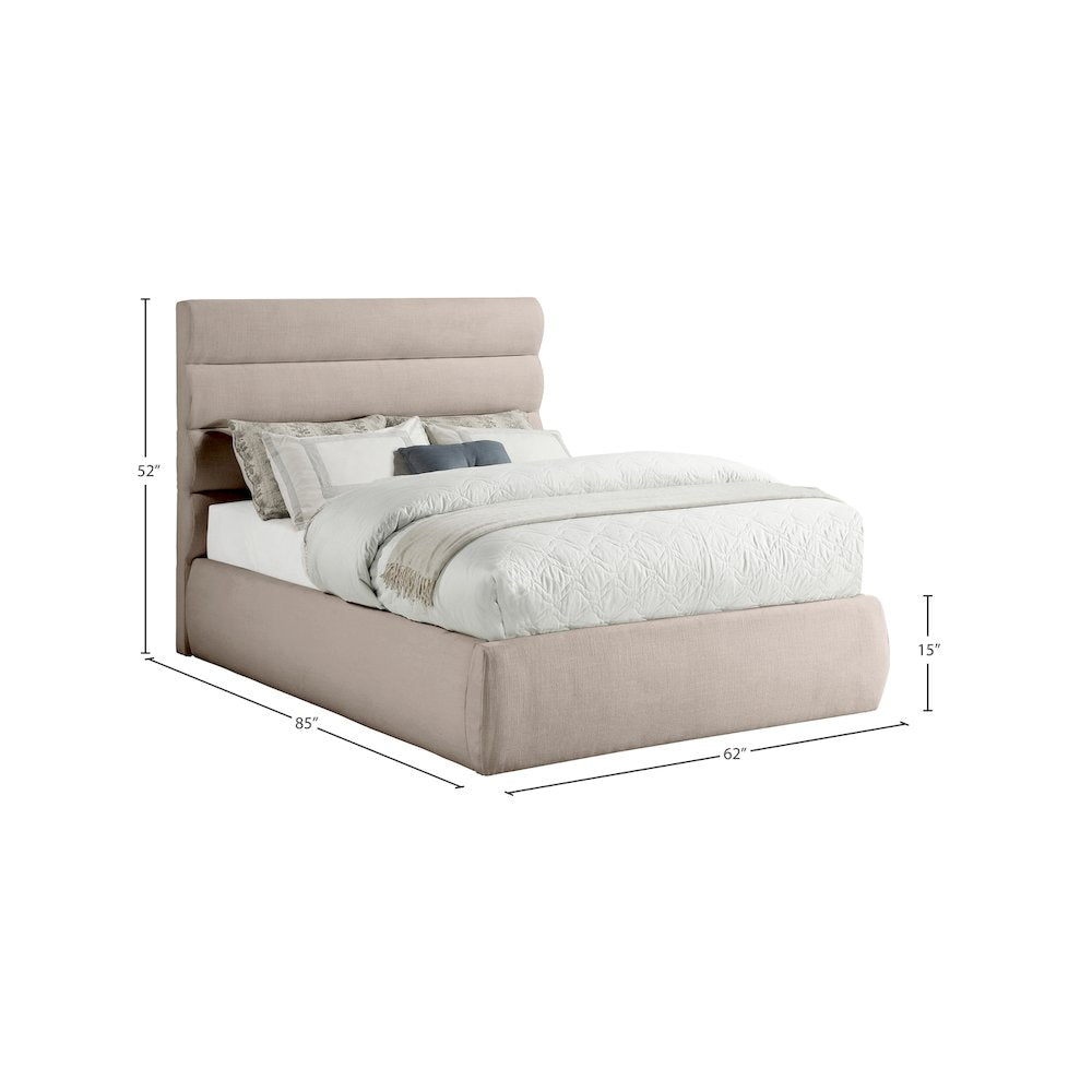 Adam Beige Linen Textured Fabric Full Bed
