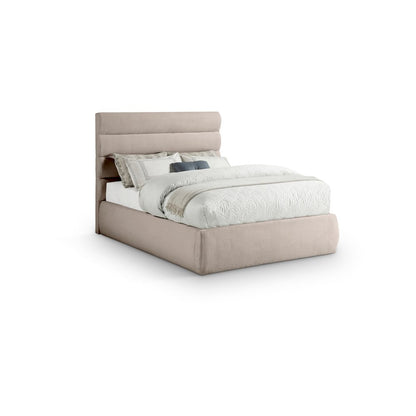 Adam Beige Linen Textured Fabric Full Bed