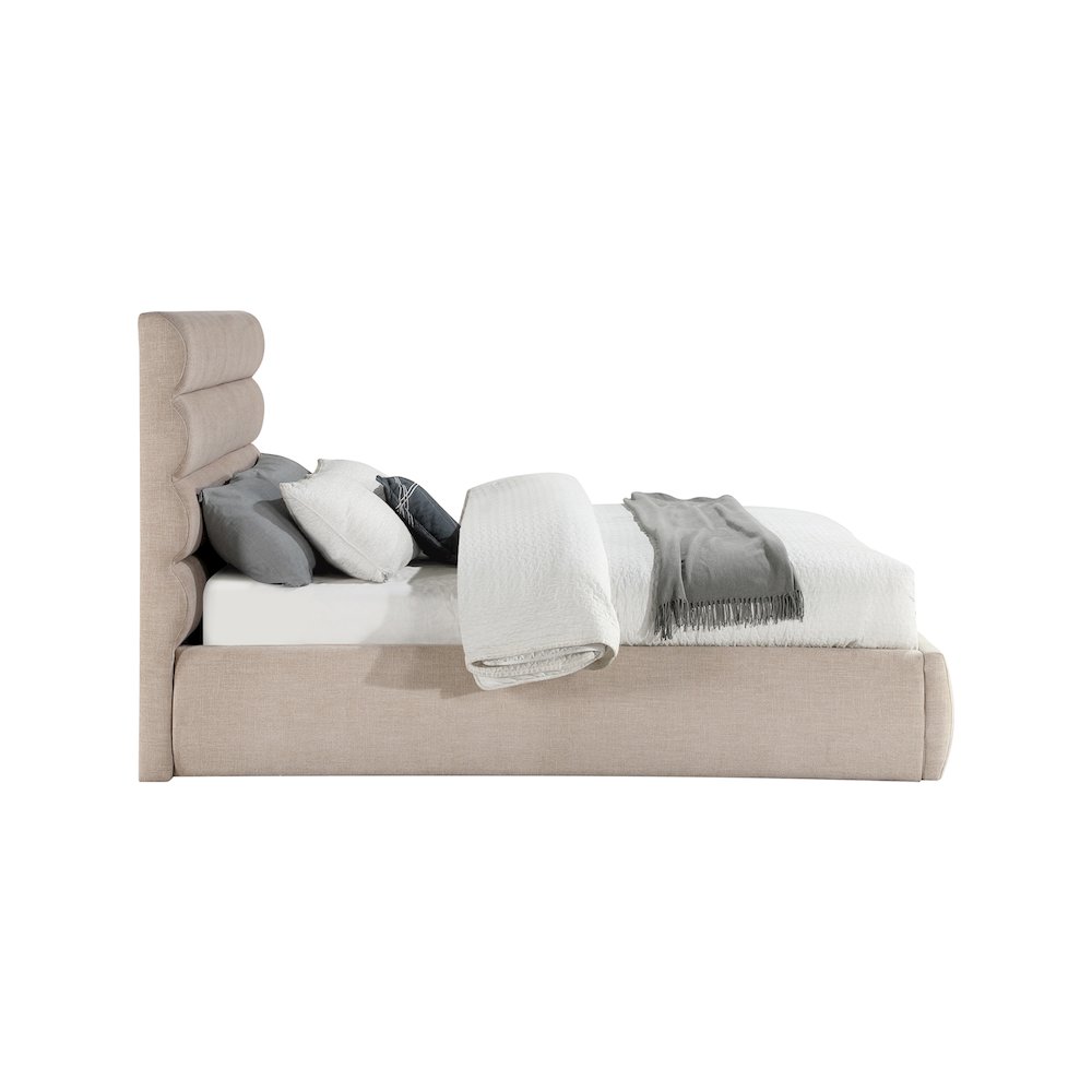 Adam Beige Linen Textured Fabric Full Bed