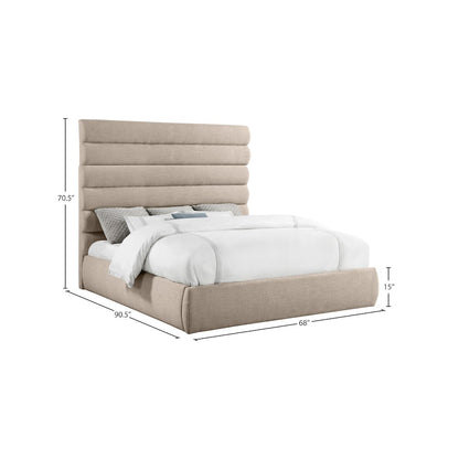 Adam Beige Linen Textured Fabric King Bed