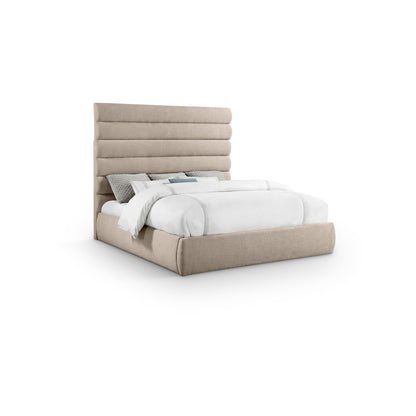 Adam Beige Linen Textured Fabric King Bed