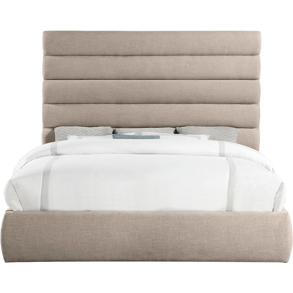 Adam Beige Linen Textured Fabric King Bed